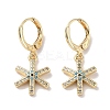Real 18K Gold Plated Brass Dangle Leverback Earrings EJEW-L269-025G-1