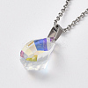 Electroplated Glass Pendant Necklaces NJEW-JN02607-2