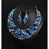 Alloy Rhinestone Pendant Necklaces & Teardrop Stud Dangle Earring Sets for Women WG99E9F-03-2
