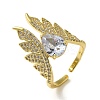Rack Plating Brass Micro Pave Clear Cubic Zirconia Open Cuff Rings RJEW-M162-03G-1