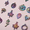 14 Pcs Flower & Leaf Themed 316L Surgical Stainless Steel Pendants JX098A-4