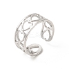 Non-Tarnish 304 Stainless Steel Hollow Out Heart Open Cuff Ring for Women LS-RJEW-E063-19P-1