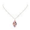 Natural Mixed Gemstone Beaded Rhombus Pendant Necklace NJEW-JN04319-4