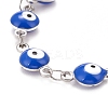 Enamel Oval with Evil Eye Link Chains Bracelet BJEW-P271-04P-04-2