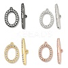 Oval Brass Micro Pave Clear Cubic Zirconia Toggle Clasps KK-G548-25-1