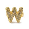 Letter Brass Micro Pave Clear Cubic Zirconia Open Cuff Ring for Women RJEW-N046-03W-G-2