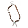 Bohemian Style Alloy Feather with Synthetic Turquoise Pendant Choker Necklaces for Women LS-NJEW-G158-01B-5