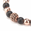 4Pcs 4 Color Natural Obsidian & Synthetic Hematite Braided Bead Bracelet with Cubic Zirconia BJEW-JB08117-6