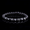 Natural Lava Rock Round Beads Stretch Bracelets for Men LS-WJ7927-1