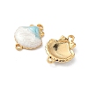 304 Stainless Steel Floral White and PaleTurquoise Enamel Shell Shaped Connector Charms STAS-H483-10G-2