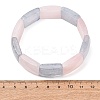 Rectangle Natural Rose Quaretz & Dyed White Jade Imitation Aquamarine Beaded Stretch Bracelets for Women Men GG-CBA9ACE-C05-5
