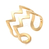 Double Layer Wave 304 Stainless Steel Open Cuff Rings for Women RJEW-N048-08G-1