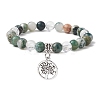Natural Tree Agate Round Bead Stretch Bracelets BJEW-JB09872-01-1