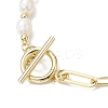 Natural Cultured Freshwater Pearl Beads Paperclip Chains Heart Charm Bracelets with Toggle Clasps for Women BJEW-JB10193-4