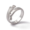 Non-Tarnish 304 Stainless Steel Ring Arowana Fish Wrap Open Cuff Ring for Women LS-RJEW-C045-21P-1