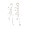 925 Sterling Silver Flower with Heart Tassel European Dangle Charms STER-K187-01S-1