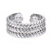 Non-Tarnish 304 Stainless Steel Twist Rope Open Cuff Ring RJEW-T023-47P-1