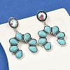 Alloy Synthetic Turquoise Dangle Stud Earrings EJEW-U053-09B-AS-3