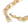 Clear Cubic Zirconia Oval Link Chain Bracelet BJEW-E015-01G-3