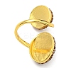 Natural Pearl & Glass Nine Tailed Fox Open Cuff Ring with Rhinestone RJEW-D005-06G-3