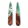 Transparent Resin & Walnut Wood Pendants RESI-N039-69B-3