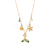 Starfish Shell Shape 304 Stainless Steel Cubic Zirconia Pendant Necklaces STAS-OY010-07G-3