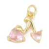 Brass Micro Pave Clear Cubic Zirconia Charms KK-G522-40G-02-1