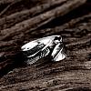 Fashionable Unisex 316L Surgical Stainless Steel Feather Cuff Rings RJEW-BB09945-11-2