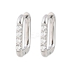 304 Stainless Steel Clear Cubic Zirconia Square Hoop Earrings EJEW-L307-09P-4