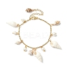 Natural Spiral Shell & Glass Pearl Charm Bracelets BJEW-JB09973-1