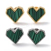 6 Pair 2 Color Synthetic Malachite Heart Stud Earrings EJEW-A024-11-2