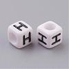 6MM White Letter Acrylic Cube Beads X-PL37C9308-H-2