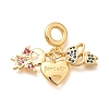 Brass Cubic Zirconia Boy & Heart & Girl European Dangle Charms KK-U048-24G-1