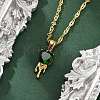 304 Stainless Steel Green Cubic Zirconia Pendant Necklaces for Women NJEW-C078-01C-G-2