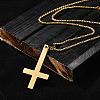 304 Stainless Steel Christian Upside Down Cross Pendant Box Chain Necklaces NJEW-NH0001-07G-1