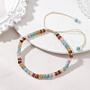 Natural & Synthetic Mixed Gemstone Disc Beads Braided Bead Bracelets for Women Men BJEW-JB13333-1
