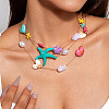 Alloy & Resin & Natural Shell & Imitation Pearl Link Chain 3 Layer Necklaces for Women FS-WG73E93-08-1