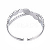 Non-Tarnish 304 Stainless Steel Criss Cross Open Cuff Ring RJEW-T023-71P-2
