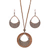 Bohemian Alloy & Wood Pendant Necklaces & Dangle Earrings Sets WG8FC17-02-2