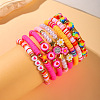 8Pcs 8 Colors Handmade Polymer Clay Heishi Bead Stretch Bracelet Set WG3957D-04-1