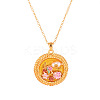 Alloy Enamel with Natural Pearl Pendant Brass Chain Necklaces FS-WGD59E5-06-2
