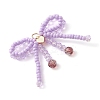Glass Seed Beaded Bowknot with Heart Pendants PALLOY-MZ01162-03-3