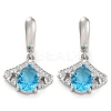 Brass Pave Cubic Zirconia Ginkgo Leaf Hoop Earrings for Women EJEW-I304-30P-05-1