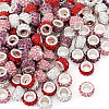 100Pcs 4 Colors Polymer Clay Rhinestone European Large Hole Beads with Silver Color Plated Brass Cores FPDL-TA0001-02-3