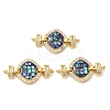Rack Plating Brass Micro Pave Clear Cubic Zirconia Rhombus Links Connector Charms KK-K385-105G-02-1