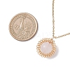 Natural Rose Quartz Copper Wire Wrapped Flower Pendant 304 Stainless Steel Cable Chain Necklaces for Women NJEW-JN05616-02-3
