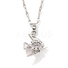 Shiny Bird Brass Micro Pave Clear Cubic Zirconia Pendant Necklaces IR0521-5