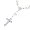 Religious Prayer Imitation Pearl Beaded Rosary Bracelet LS-BJEW-O140-01P-3