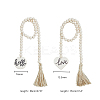 2Pcs 2 Styles Wood Beaded Garland with Jute Cord Tassels DJEW-FH0001-28-2