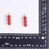 10Pcs Triple Natural Malaysia Jade Round Beaded Connector Charms PALLOY-SW00003-04-8